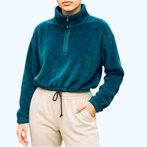 Urban Outfitters Cropped Fleece Half Zip Sweatshirt Size Small